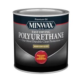 Minwax Fast Drying Polyurethane Protective Wood Finish, Clear Semi-Gloss, ½ Pint