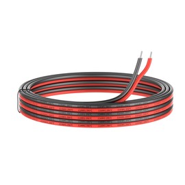 22awg Silicone Electrical Wire 2 Conductor Parallel Wire line 50ft [Black 25ft Red 25ft] 22 Gauge Soft and Flexible Hook Up Oxygen Free Strands Tinned Copper Wire