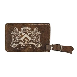 Kirwan Irish Coat of Arms Luggage Tag(Set of 2) - Rustic Leather