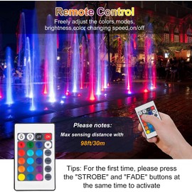 NATPOW Pond Lighting LED Underwater, Underwater Lighting RGB Underwater Pond Light with Remote Control, IP68 Waterproof, Colour Changing Garden Lighting for Garden, Patio, Tree (5 in 1)