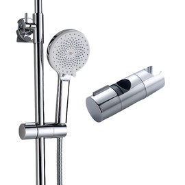 GGUFAY Shower Head Holder, Adjustable Diameter 18-25 mm Shower Head Holder, Hand Shower Holder, ABS + Chromed Surface Design Shower Holder, No Drilling, Slider Clamp Bathroom Replacement