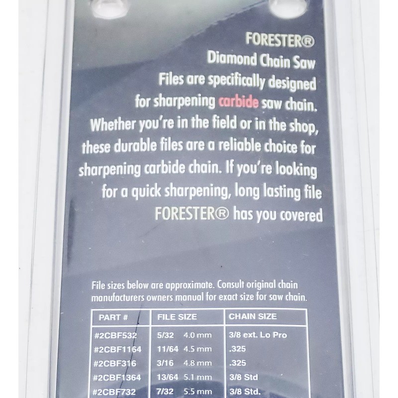FORESTER 7/32 CARBIDE CHAINSAW DIAMOND SHARPENING FILE 2 PACK
