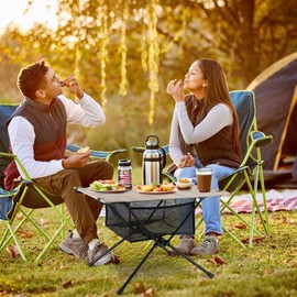 Drtenvd Portable Backpacking Table, Folding Camping Table with Mesh Storage Bag and Carrying Bag, Perfect for Camping, Hiking, Fishing, Festivals and Picnics (Khaki)