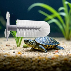 DoubleWood Turtle Brush with Suction Cup for Tank, Turtle Toys for Aquatic Tank, Turtle Tank Accessories, Turtle Scratcher for Tank Aquatic Turtle Toys