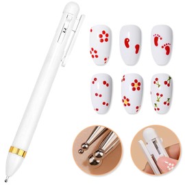 HJ Nail Dotting Pen Ballpoint Design Nail Art Kit with Tip Dot Paint, White-NAT248