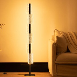 NUÜR Floor Lamp for Living Room, Unique Cylindrical Stack Design, Dimmable Standing Lamp with Remote Control, Stepless Adjustable Colours & Brightness, Industrial Lighting for Bedroom, Office