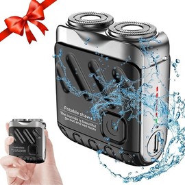 Portable Electric Shaver, 1 Box Double Head Magnetic Shaver with Cleaning Brush & Charging Cable & Storage Bag, Travel Shaver for Outdoor Travel:_Blue_one-size