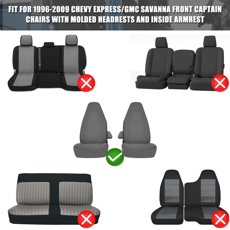 SAPUBK Front Seat Covers Sets Replace for 1996-2009 Chevy Express