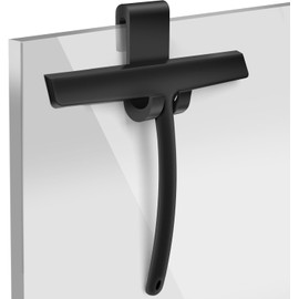 Shower Squeegee, Squeegee Shower with Stainless Steel Core, Shower Squeegee with Holder, No Drilling, for Shower, Bathroom, Tiles, Black, 25 cm