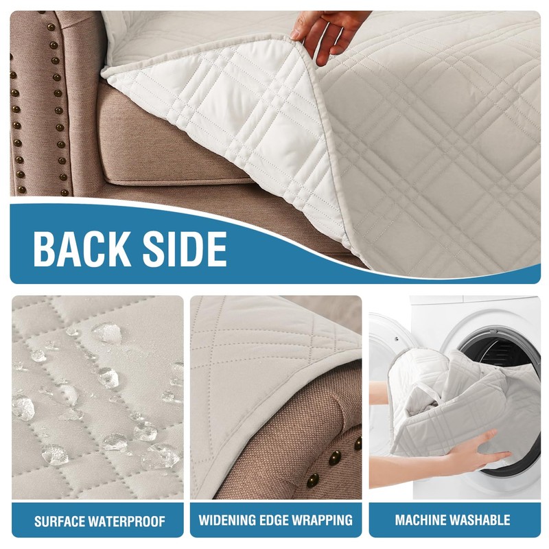 H.VERSAILTEX 100% Waterproof Couch Covers for Pets Modern Slip Covers