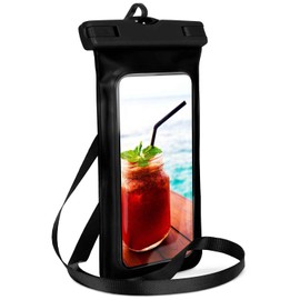 ONEFLOW wasserdichte Handy-Hülle für Oukitel C57S / C57 Pro | Touch- & Kamera-Fenster + Armband und Schlaufe zum Umhängen, Schwarz (Ocean-Black)