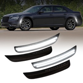 AUTOONE White LED Side Marker Lights Compatible With 2015-2023 Chrysler 300, Front & Rear Bumper Marker Lamps, Corner Parking Lamp & Smoked Len, 4PCS