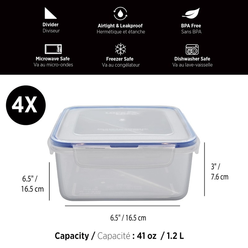 Starfrit LocknLock Plastic Divided Lunch Container - Removable Divider -