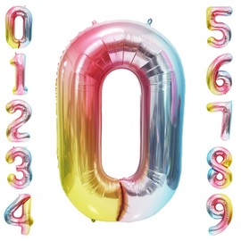 40 Inch Giant Rainbow Number 3 Balloons, Birthday Balloons, Helium Mylar Foil Big Number Balloons for Birthday Party Decorations, Kids' Birthday Anniversary Party Baby Shower Unicorn Parties