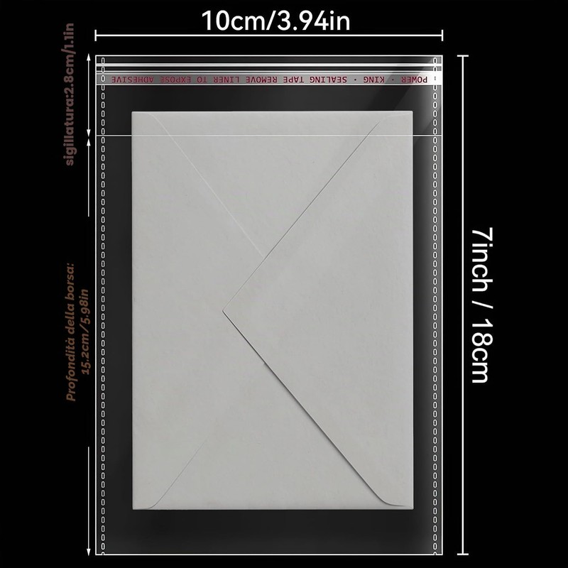 Sacchetti Cellophane 300Pcs Sacchetti Di Cellophane Trasparente 10 * 15+3cm