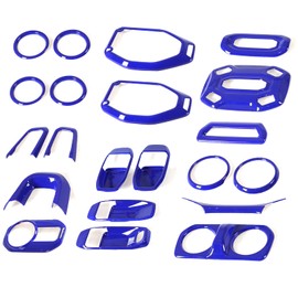 YIUIY 21PCS Full Set Interior Decoration Trim Kit Compatible with Jeep Wrangler JL JLU & Gladiator JT 2018-2021,Steering Wheel,Reading Light,Air Conditioning Vent,Headlight Switch,Speaker Covers(Blue)