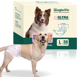 Dog Diapers for Female Dogs: Leakproof, Adjustable, Soft, and Breathable Disposable Diapers for Female Doggie – Perfect for Incontinence, Training, and Travel – 36 Pack Size L