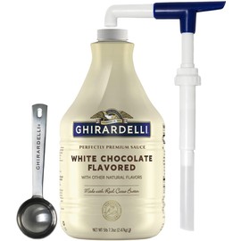 Ghirardelli White Chocolate Flavored Sauce 87.3 Ounce with Ghirardelli Pump and Spoon