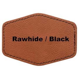 3"x2" Hexagon Blank Laserable Leatherette Hat Patches with Adhesive Faux Leather Patches for Hats Custom Fabric Repair Sew Laser Supplies (Rawhide/Black, 25)