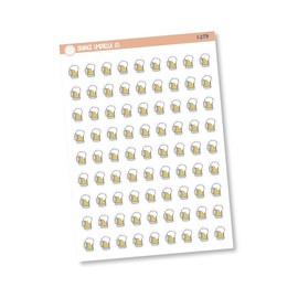 Beer Mug Icon Planner Stickers, Beer Icon Drinking Labels, Hand Doodled Color Print Planning Labels (I-279)