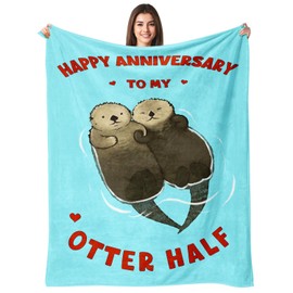 Rakoviol Wedding Anniversary Blanket Gifts for Women Men, Romantic Anniversary Wedding Gifts for Wife Husband Boyfriend Girlfriend, Happy Anniversary Couple Gifts for Him Her, I Love You Blanket 50"X60"