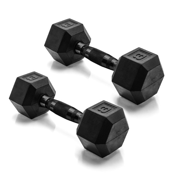 CAP Barbell 8 LB Coated Hex Dumbbell Pair with Black
