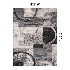 Rugshop Contemporary Abstract Circle Design Soft Area Rug 5'3" x 7'3" Cream