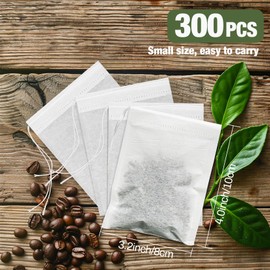 MAQIHAN Empty Tea Bags For Loose Tea - 300 Pcs Disposable Tea Filter Bags White Natural Biodegradable Bulk Fillable Empty Tea Bags With String Empty Tea Filter Bag For Tea Coffee Spice Cooking