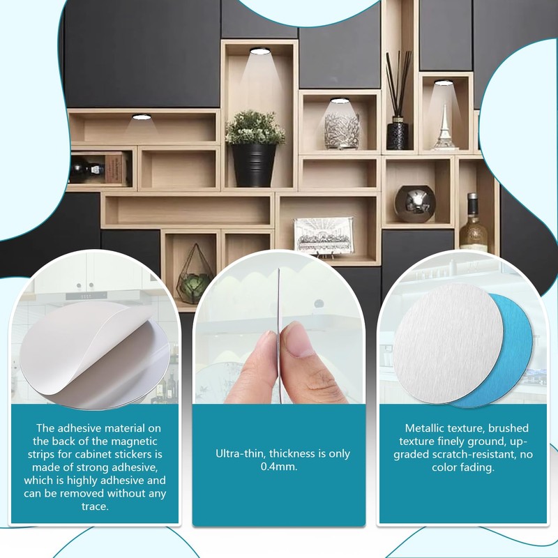 MaxDovYen Circular Under Cabinet Light Magnets 4PCS, Magnetic Strips with