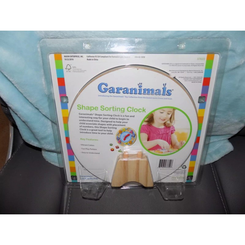 Garanimals Wooden Shape Sorting Clock NEW
