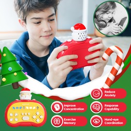 Christmas Fast Push Game Console, Handheld Pop it Fidget Sensory Toy Quick Push Puzzle Dance Game with 4 Gameplay Modes, Handheld Fast Push Pop Game Toy Gifts for Kids Boys Girls Adults