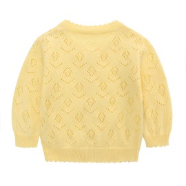 famuka 0-24 Months Baby Girl Cardigan Coat Thin Solid Knit Sweater (as1, Age, 9_Months, Yellow, 9 Months)