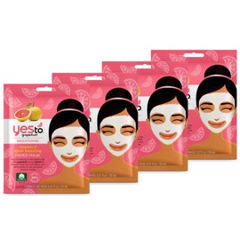 Yes To Grapefruit Vitamin C Glow Boosting Paper Mask Bundle (4 Single Use Masks)