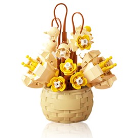 Mini Flowers Building Block Set,Flower Blocks Toys,Plants and Succulent Toys,Building Block Flowerpot，Botanical Collection Birthday Gift for Girls Boys Adults Kids Ages 6+ (Wind chime 162Pcs)