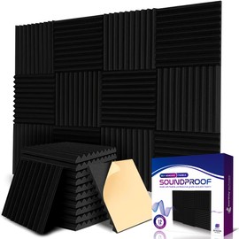 Earthly Echoes Self Adhesive Wall Panels 2" x 12" x 12" (24 Pack) Sound Proof Foam Panels for Walls, Acoustic Sound Proofing for Door, Sound Proof Panels Noise Reducing for Home and Office Walls