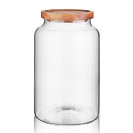 Labina Glass Storage Container Airtight Food Jars Kitchen Canister with Wood Lids, 88 Oz Wide Mouth Pantry Organization Glass Jar for Flour, Sugar, Cookie, Spagetti, Nuts and Candy