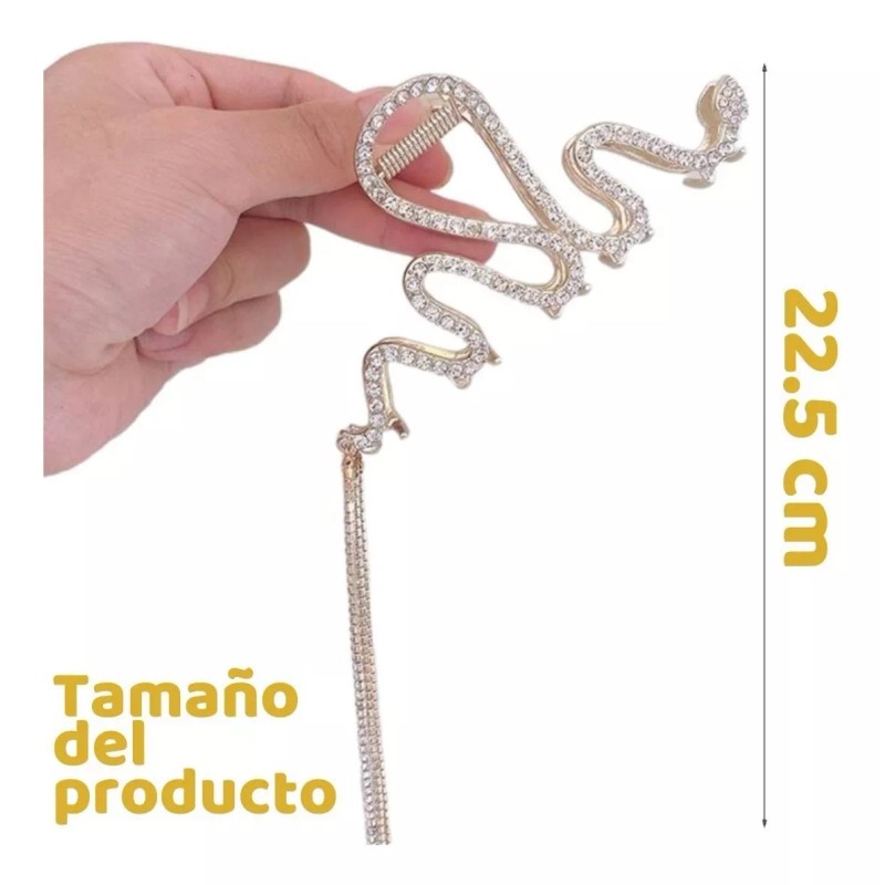 Universo en Linea Pinza Cabello Diseño Serpiente Diamantes Brillantes Metal