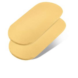 Dudu N Girlie Moses Basket Sheets Fully Fitted – 75 x 30 Moses Basket Bedding - Hypoallergenic Baby Pram Sheets Bedding Elasticated Breathable Easy Care (Pack of 2, Yellow)