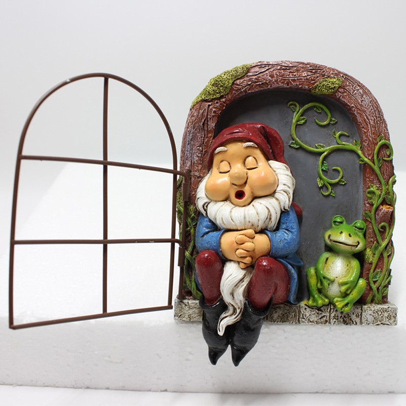 Mini Garden Resin Crafts Decoration Gnome Window Sleeping Garden Sculpture