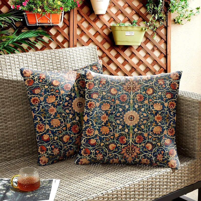 HUASHUZI Cushion Covers William Morris 40x40cm Boho Decorations Double Sided