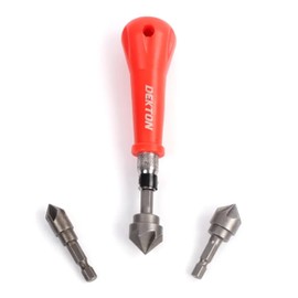 Dekton 3pc Hand Countersink Set-3 in 1 Design| Complete with Handle| Countersink Angle 45 Degrees| Used in A Hand Drill Or Drill Press| Ideal for Wood, Metal and PVC Countersinking, by Hand Preferred
