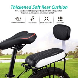 auvstar Children's Bicycle Seat, Bicycle Back Seat Accessories, Bicycle Children Seat with Backrest, Soft Thick Sponge Backrest, Comfortable, Safety Bicycle Accessories for Outdoor Use for Children or