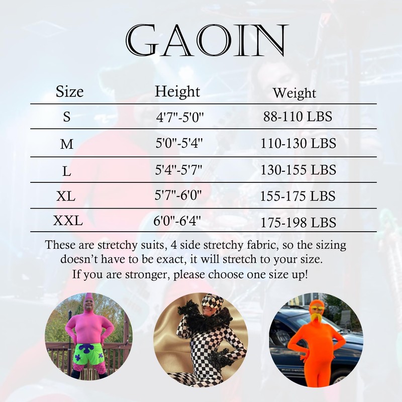 Gaoin - Disfraz de elastano abierto para hombre y mujer,
