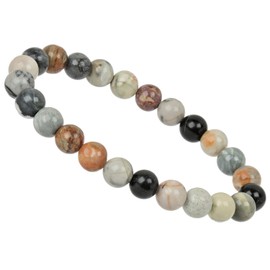 Eledoro Genuine Gemstone Beads, Chakra Bracelet, PowerBead, Stretch Bead Bracelet, 8 mm, 17 centimeters, Gemstone, Picasso Jasper