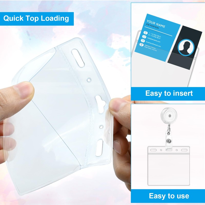 100 Pack Horizontal Card Protector 4x3 Inch Clear ID Holder