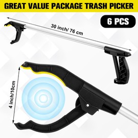 Sabary 6 Pcs Grabber Reacher Trash Pickers Bulk Tool 30'' Long Upper School Litter Grabber Heavy Duty Handy Mobility Aids Pick up Lightweight Nonslip Claw Elderly Mother Arm Extension Stick