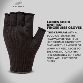 DOVORTEX fingerless gloves for men and women | winter knitted mens fingerless gloves thermal with soft Lining | insulated knit thermal fingerless gloves men