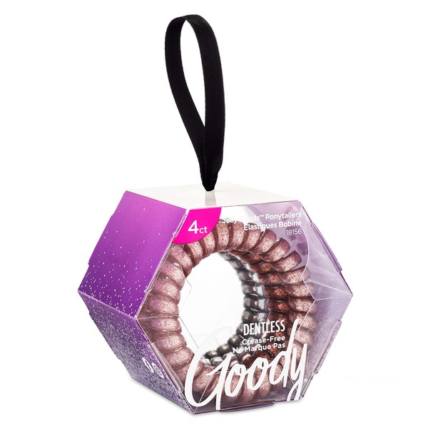 Goody Icy Holiday Coils - 4 Count, Assorted - Jelly Bands Ponytailers Hair Accessories for Men, Women, Boys and Girls to Style With Ease and Keep Your Hair Secured - For All Hair Types