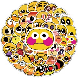 100pcs Happy Smile and Sad Face Stickers Pack, Cute Emotional Graffiti Waterproof Vinyl Stickers for Water Bottle Laptop Guitar Computer Phone Scrapbooking, Meme Reward Stickers for Teens Kids