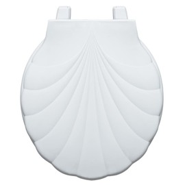 Centoco Lift-Off, Round Toilet Seat, Lift and Clean, Shell Design, Closed Front with Cover, Plastic, Made in the USA, HP30SLC-001, White